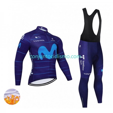Conjunto Maillot + Culotte largo con tirantes Invierno Termico Movistar Team 2022 N002